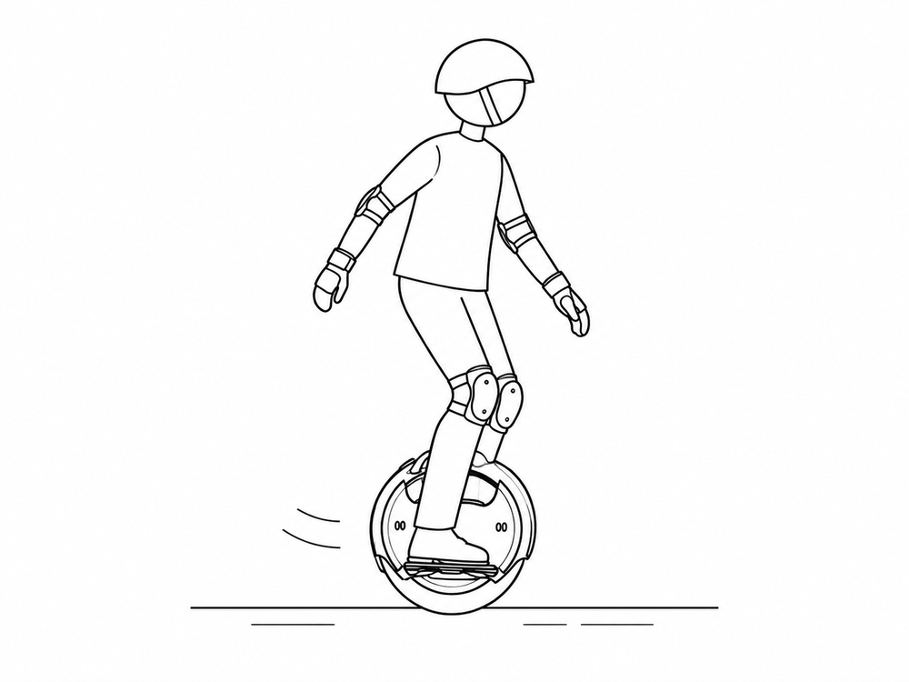 Relaxed beginner riding posture on an electric unicycle