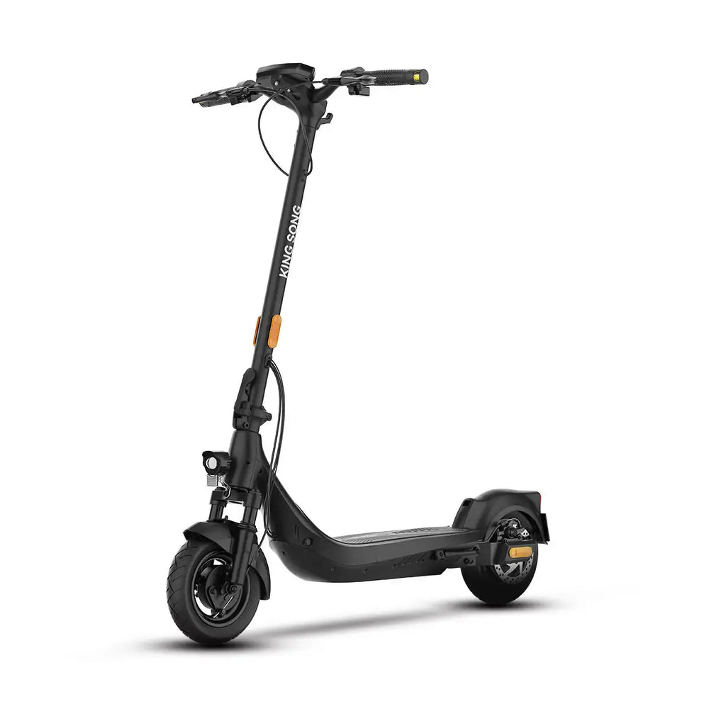 N15 KSE electric scooter front side view with sleek black frame and handlebars